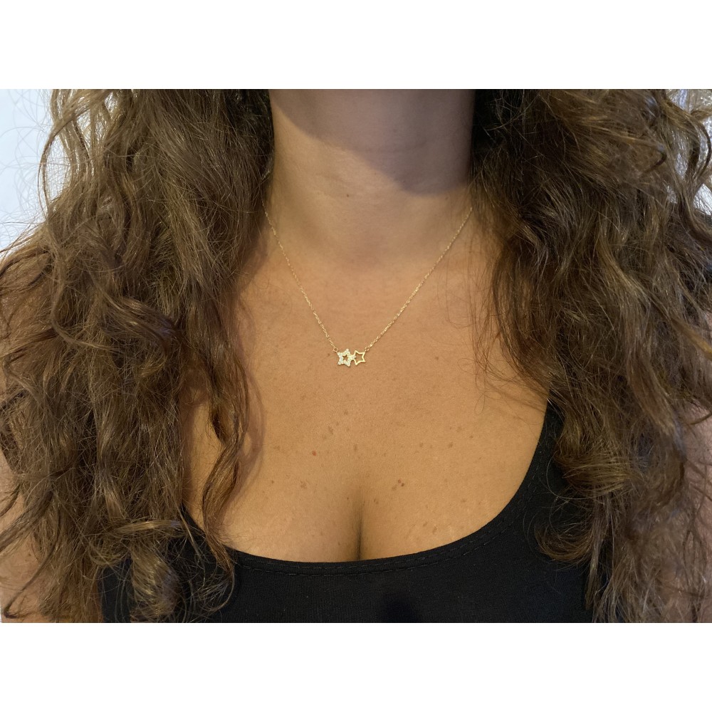 Girocollo stelle argento 925 e cristalli placcata oro