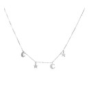 Catenina Argento Stelle Luna Zircone Cristalli