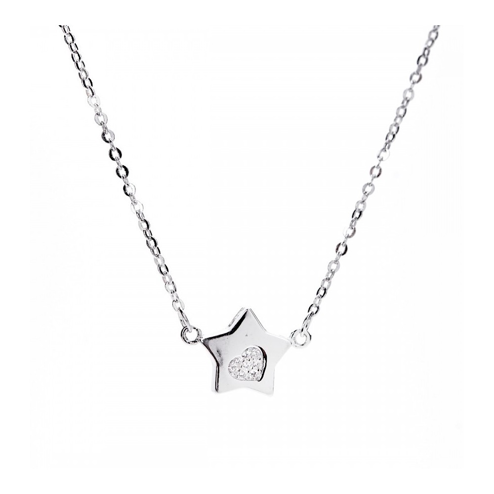 Catenina Placcato oro bianco Stella Cuore
