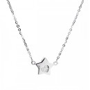 925 Silver Necklace With Crystal Heart Star Pendant