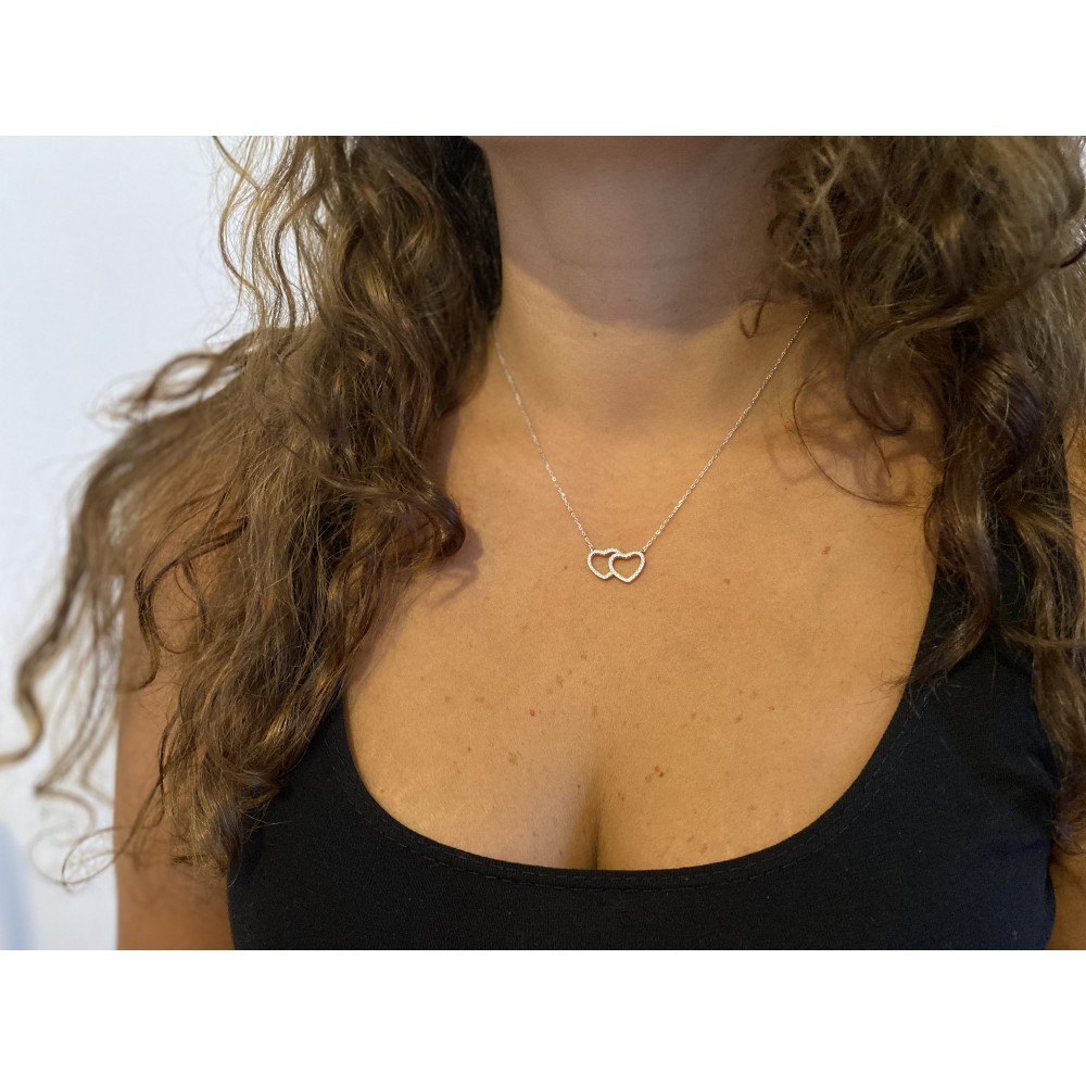 Catenina con Cuoricini Placcata oro Bianco