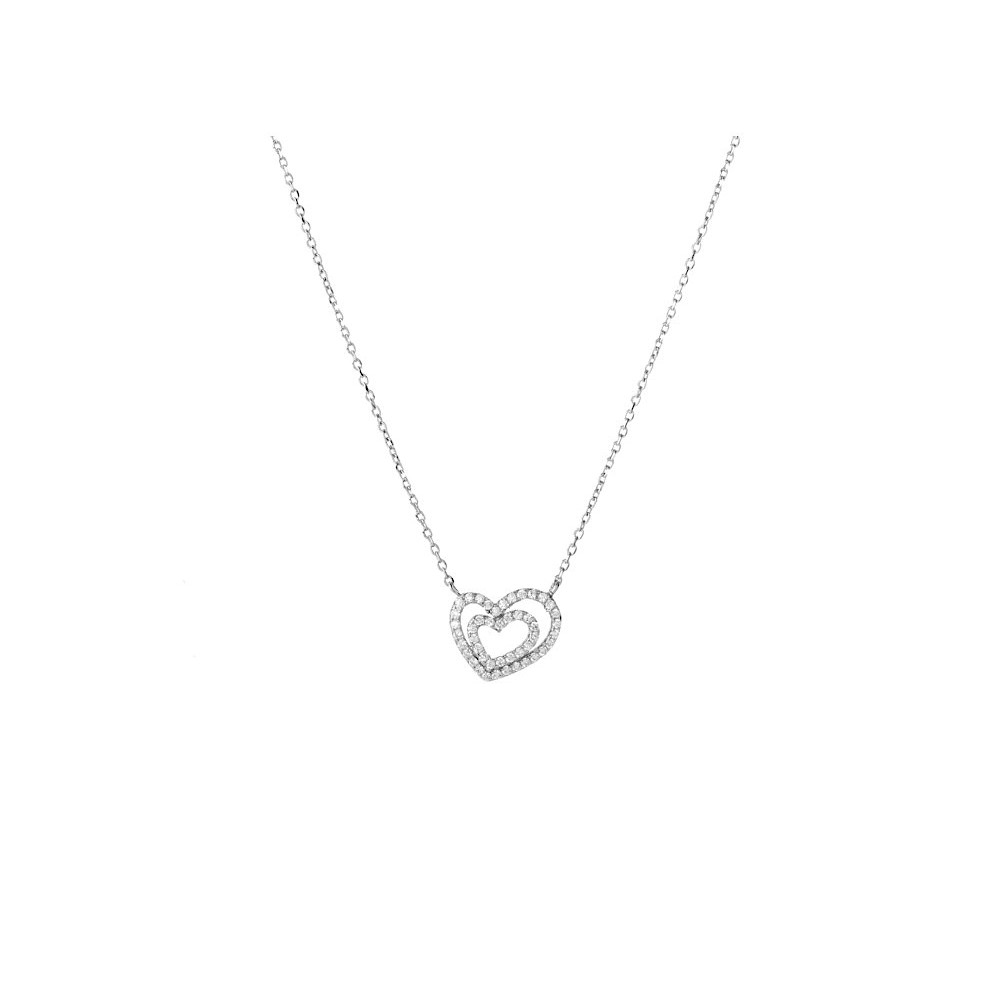 Collana Ciondolo Doppio Cuore argento 925