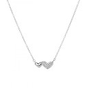 Women's Necklace Hearts in 925 Silver Plated White Gold