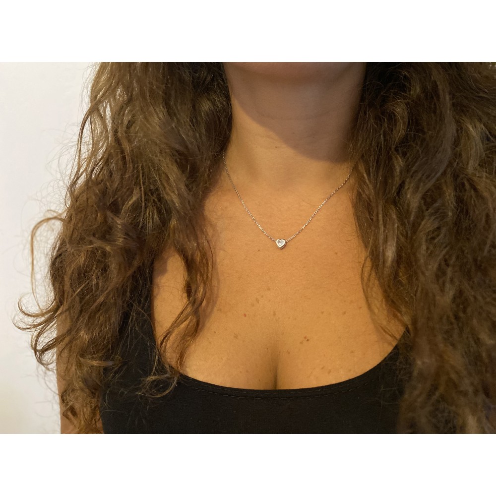 Collana Ciondolo con Cuore placcata oro bianco