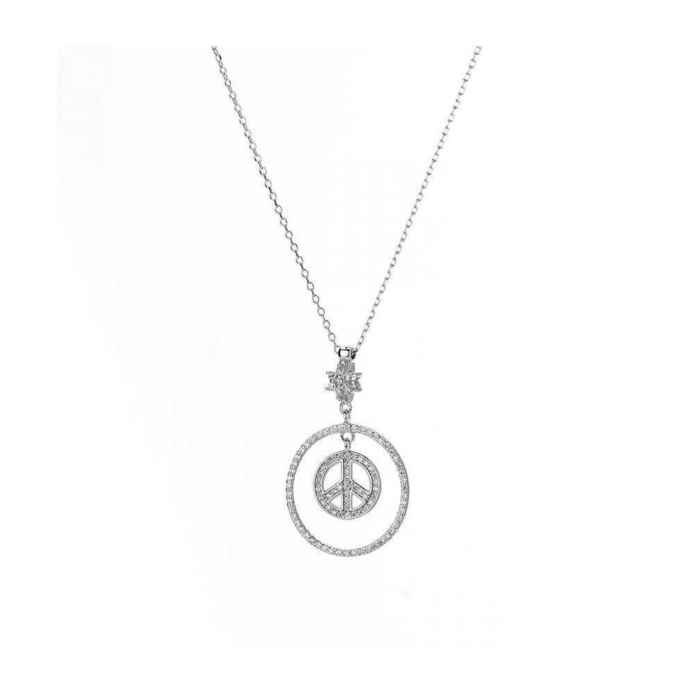 925 Silver Peace Symbol Pendant...