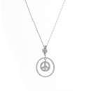 925 Silver Peace Symbol Pendant Necklace Gift Idea