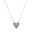 Peace Colors Heart Pendant Necklace in 925 Silver Gift Idea