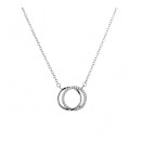 Women's Necklace Circle Point Light in 925 Silver White Gold Plated Gift Idea