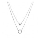 Double Chain Necklace Women's Point of Light in 925 Silver Plated White Gold Gift Idea