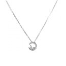 Women's Necklace Point Light Half Moon in 925 Silver White Gold Plated Gift Idea
