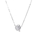 Women's Necklace Heart Pavè Key and Padlock in 925 Silver