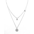 Double Chain Necklace for Women Star in 925 Silver Zircons