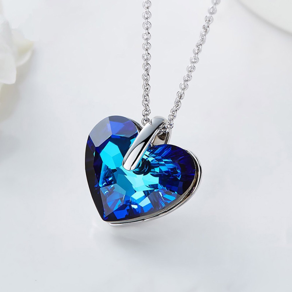 Collana Donna Cristallo Cuore Blu...