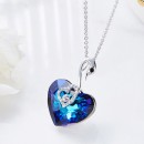 Collana Cigno Cristallo Cuore Blu Swarovski Elements