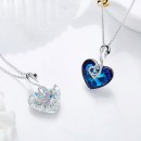 Swan Necklace Crystal Heart Blue Swarovski Elements