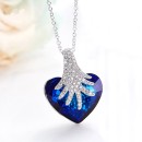 Women's Necklace Crystal Heart Blue Swarovski Elements Pendant