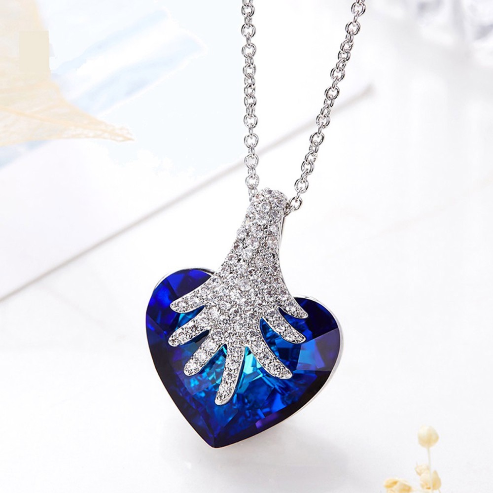 Collana Donna Cristallo Cuore Blu...