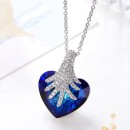 Women's Necklace Crystal Heart Blue Swarovski Elements Pendant