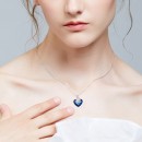 Women's Necklace Crystal Heart Blue Swarovski Elements Pendant