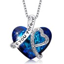 Collana cuore swarovski elements blu scritta i love you