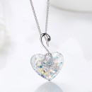 Women's Necklace Swan with Heart Aurora Borealis Swarovski Elements
