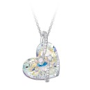 Women's Necklace Stars with Heart Aurora Borealis Swarovski Elements