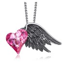 Women's Necklace Wings with Pink Heart Swarovski Elements