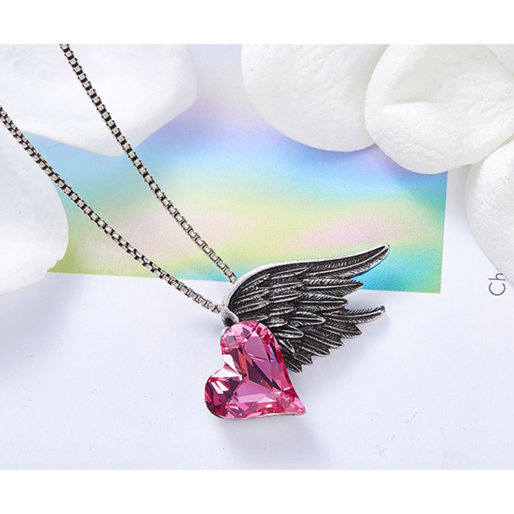 Collana Donna Ali con Cuore Rosa...