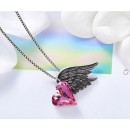 Collana Donna Ali con Cuore Rosa Swarovski Elements