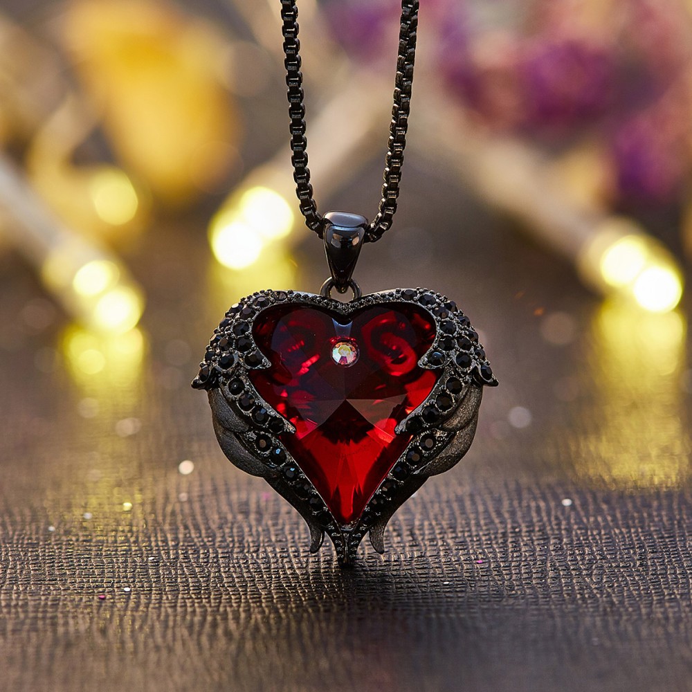 Women's Necklace with Red Heart...
