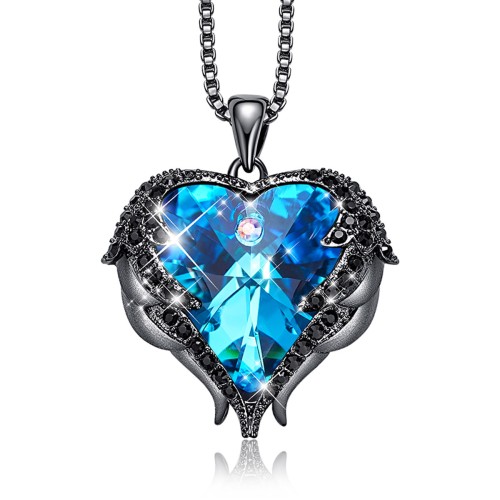 Collana con cuore Blu swarovski elements