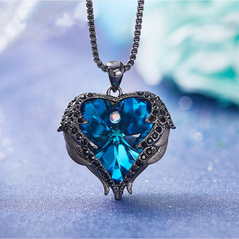 Collana Donna con Cuore Blu Swarovski...