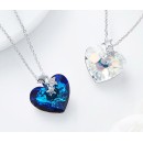 Women's Necklace Crystal Heart Blue Swarovski Elements with Stars