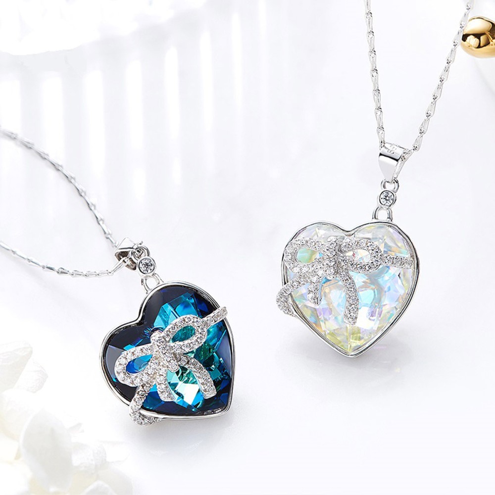 Collana Donna Cuore Blu Swarovski...