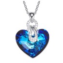 Women's Necklace Pendant Crystal Heart Blue Swarovski Elements