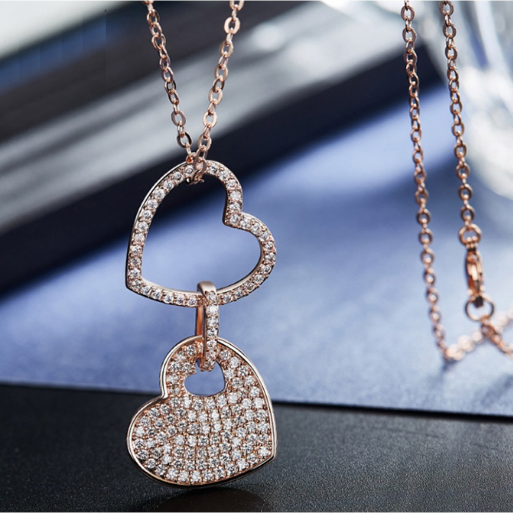 Collana Lunga Donna Cuore Cristalli...