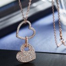 Collana Lunga Donna Cuore Cristalli Swarovski Elements Oro Rosa