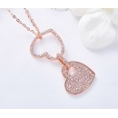 Collana Lunga Donna Cuore Cristalli Swarovski Elements Oro Rosa
