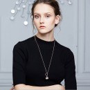 Long Necklace Women Heart Crystals Swarovski Elements Rose Gold