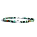 Bracelet Natural Turquoise Stones, Spinel, Hematite and 925% Silver