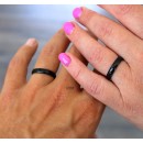 Wedding Bands Steel 4mm Classic Simple Black Band with Engraving Engagement Couple