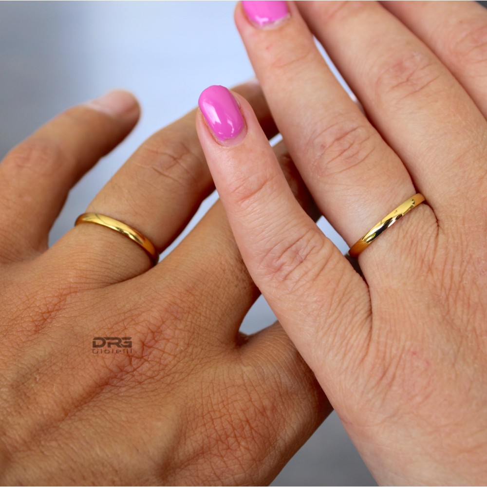 Pair Engagement Rings 2mm Thin Gold...