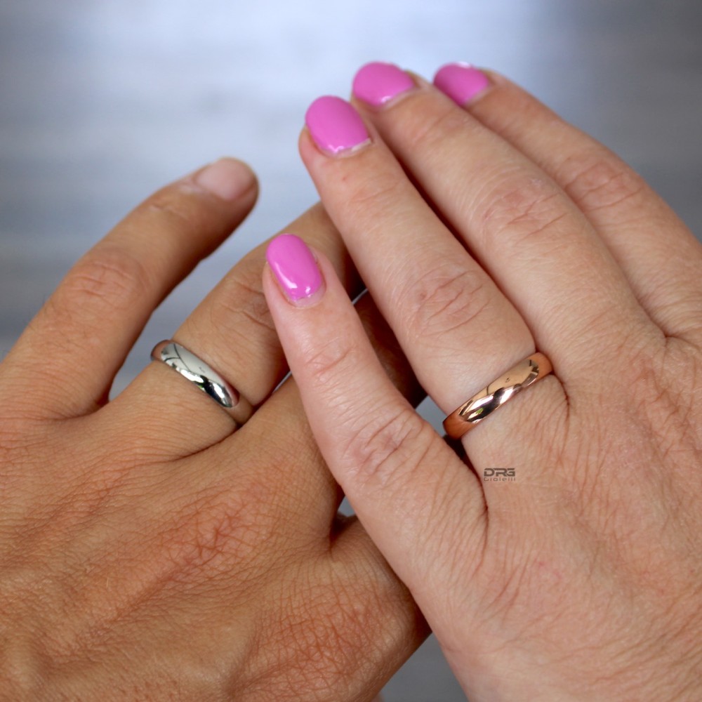 Classic 4mm Silver Rose Gold Couple...