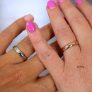 Classic 4mm Silver Rose Gold Couple Engagement Rings