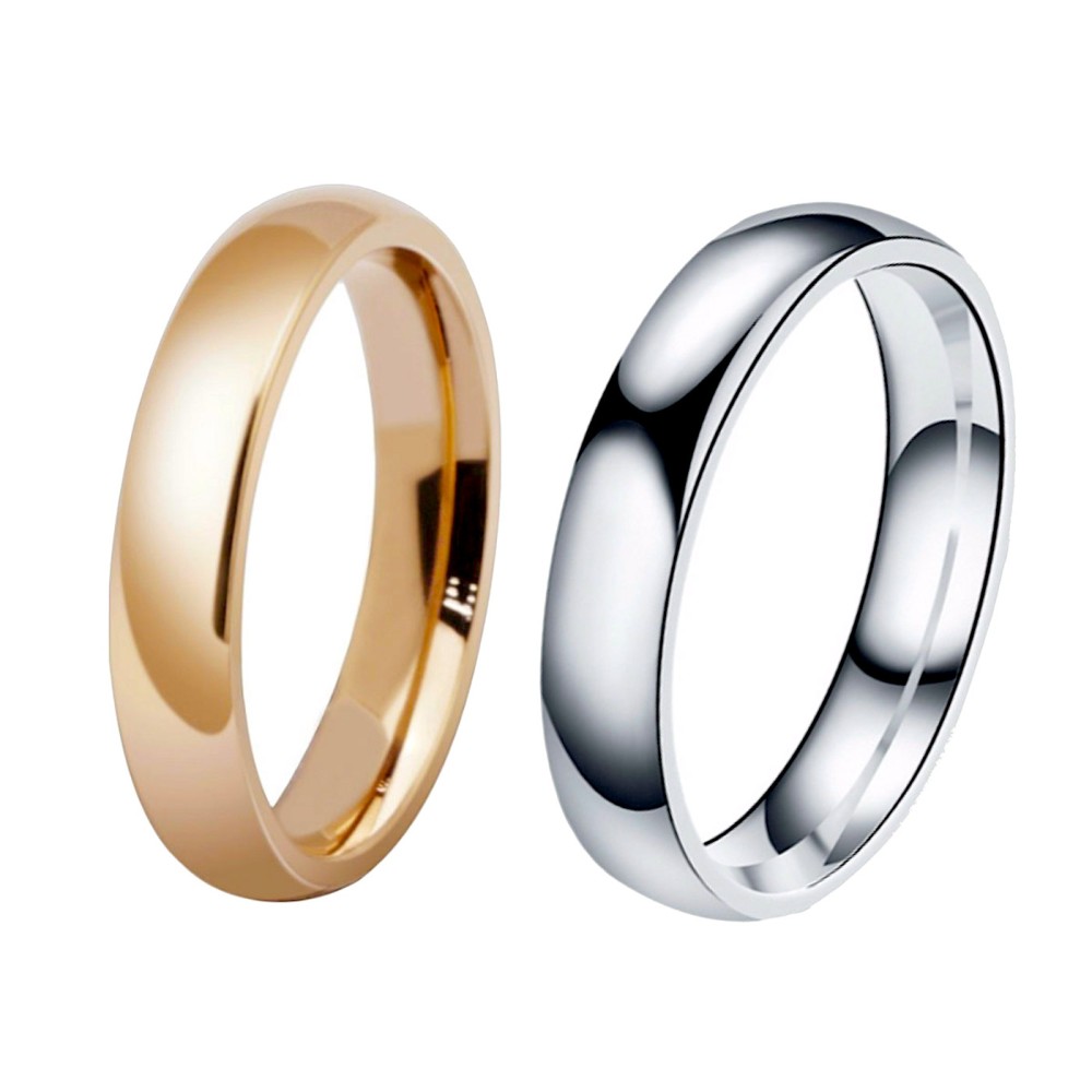 Classic 4mm Silver Rose Gold Couple...