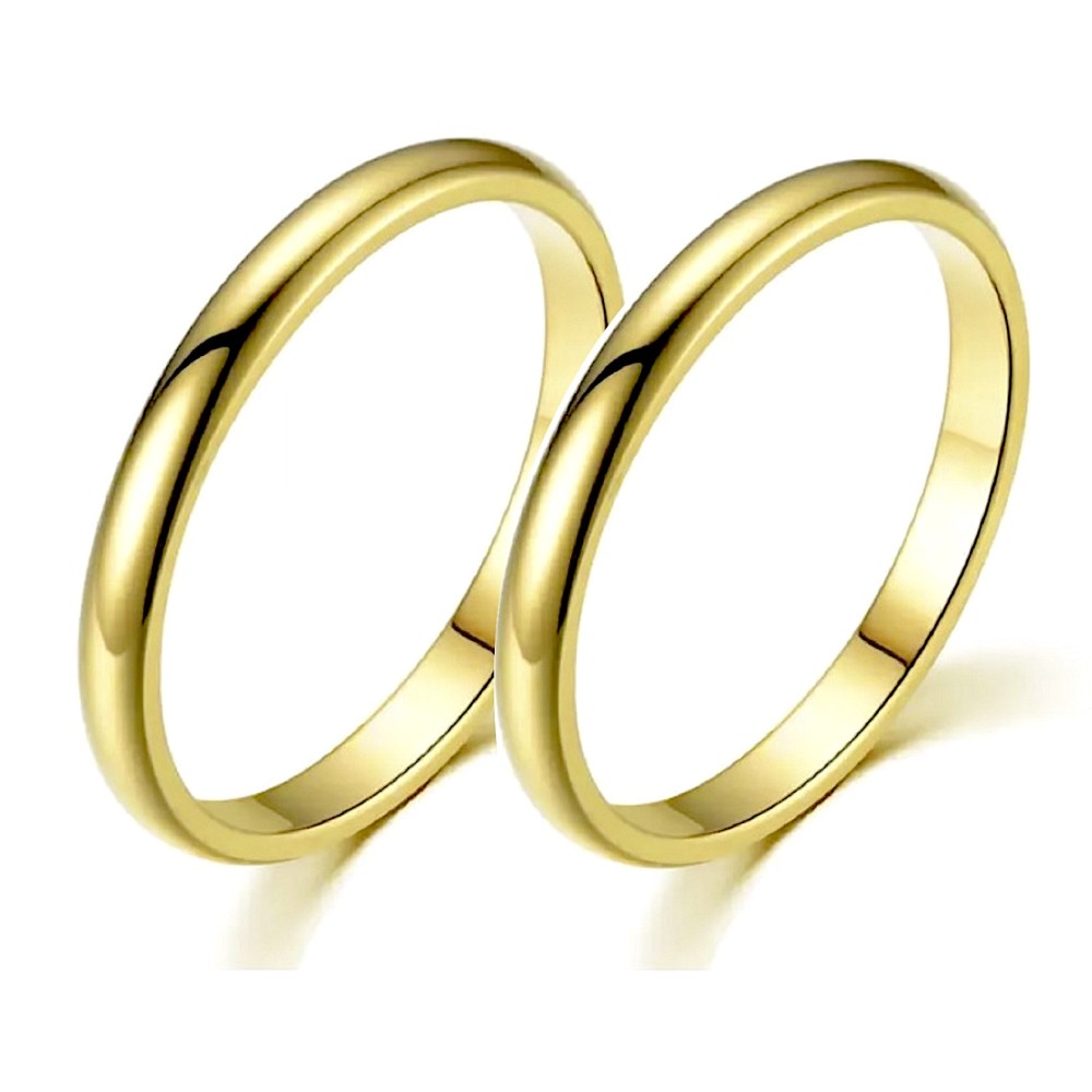Pair Engagement Rings 2mm Thin Gold...