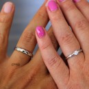 Couple of Adjustable Silver Rings for Men and Women with Zirconia