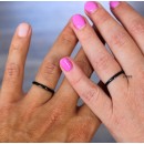Couple Wedding Bands Engagement Rings 2mm Black Thin Steel Men Women Couple Engravings