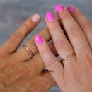 Pair of Wedding Bands Engagement Rings Rose Gold 2mm Thin in Steel with Engravings