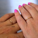 Pair of Wedding Bands Engagement Rings Rose Gold 2mm Thin in Steel with Engravings